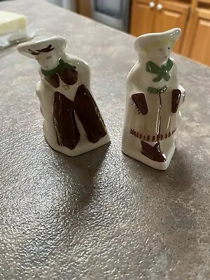  Vintage Porcelain Cowboy Cowgirl Salt And Pepper Shakers Cute • $15