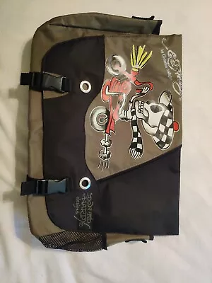 Ed Hardy Speedy Motorcycle Skeleton Green Messenger Bag By Christian Audigier • $25.99