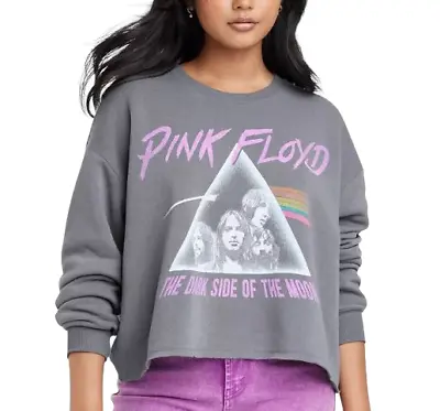 $16.98 • Buy Pink Floyd Crop Sweatshirt Womens Gray Graphic Dark Side Of The Moon Oversize M