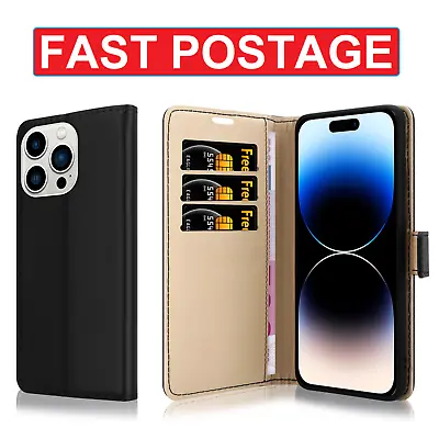 Luxury Slim Smooth Wallet Pu Leather Case For Apple IPhone Flip Cover Magnetic • £5.99