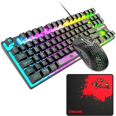$10.92 • Buy Gaming Keyboard Mouse Set With Rainbow Backlit 88 Keys UK Layout For PC PS4 Xbox