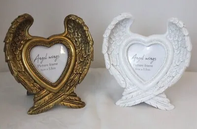 Angel Wings Photo Frame Stunning White Shimmer Or  Antique Gold giftmemorial. • £10.99