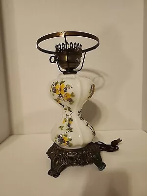 Vintage MCM ACCURATE Casting Lamp Hand Painted Glass Globe Hurricane Lamp • $40