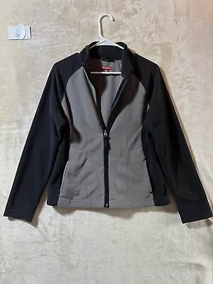 Merona Sweatshirt Size Medium Black /Gray Fleece Full Zip Sweater Jacket Womens • $14.99