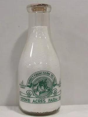 TRPQ Milk Bottle Stone Acres Farm Inc Dairy Stonington CT NEW LONDON COUNTY • $34.99