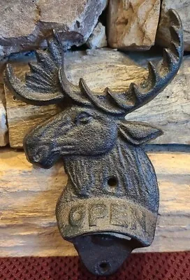 NEW Rustic Cast Iron Wall Bottle Opener Moose Man Cave Cabin Hunting Lodge Decor • $19.99