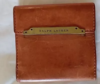 $50 • Buy Vintage Mens Ralph Lauren Brown Square Leather Folding Wallet 11 X 11 Cms 