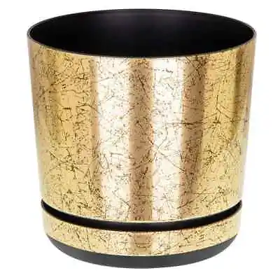 £9.99 • Buy Modern Decorative Round Plastic Indoor Plant Pot With Saucer Old Gold Large Mid