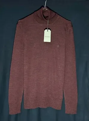 AllSaints Mode Merino Roll Neck Sweater Garnet Red Mouline • £57.91