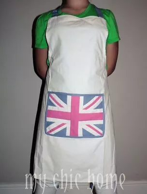 Union Jack Apron - Pink & White Cotton Flag  - Kitchen Cooking • £14