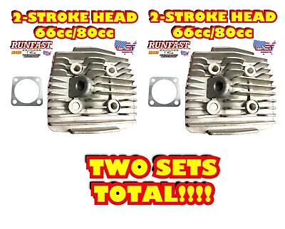 2PCS 66cc/80cc Silver Cylinder Slant Head With Gaskets - Gas Motorized Bicycle • $12.99