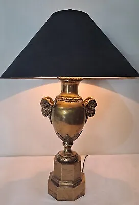 Rare Vintage Chapman Brass Rams Head Handle Lamp Urn Style Heavy Table Lamp • $399