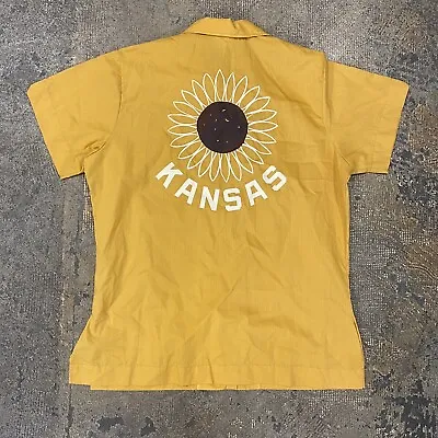 Small Yellow Vintage King Louie Kansas Sun Flower Short Sleeve Bowling Shirt • $35