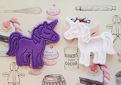 $8.76 • Buy 10cm Unicorn Style 2 Outline Cookie Cutter And Embosser, Cookie Stamp 3D Printed
