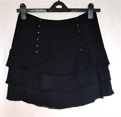 £7.99 • Buy Marks And Spencer Black Chiffon Pleated Detail Short Skirt Size 10 UK