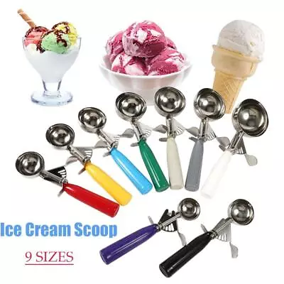 Stainless Steel Icecream Ice Cream Scoop Cookie Dough Mash Spoon Trigger 7 Size • $15.93