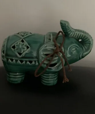 £9.99 • Buy Green Ceramic Trunk Up Elephant Potpourri Scented Sachet Holder Home Decor