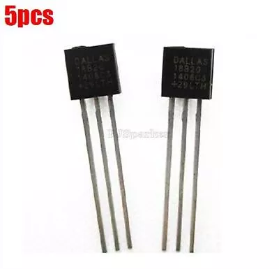 5Pcs Temperature Sensor TO-92 1 Wire Digital DS18B20 Dallas 18B20 Ic New Oc • £3.18