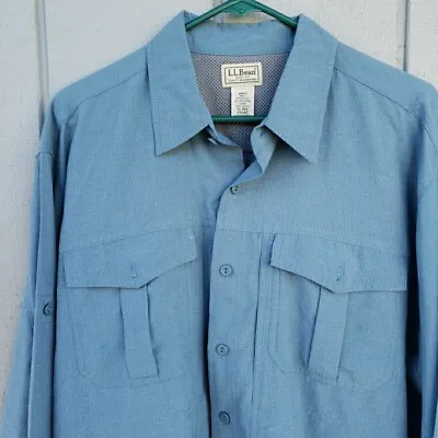 LL Bean Nylon Hiking Fishing Shirt Men's XL Solid Blue VERY NICE!  • $11.99