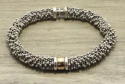 Women's Michael Dawkins Sterling & 14K Beaded 9MM Wide Bracelet 7.25  • $160