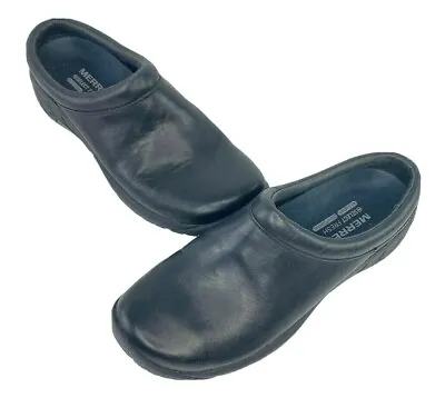 Merrell Encore Nova 2 Womens 7 Black Leather Slip On Slides Clogs J48510 • $31.84