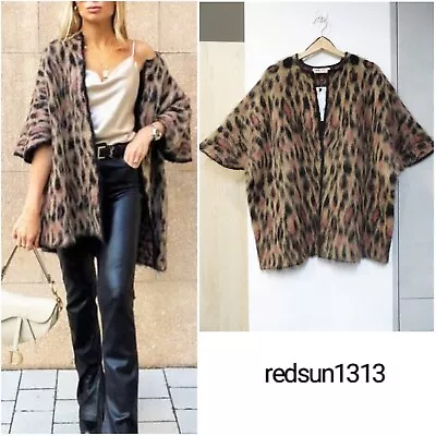 $85.38 • Buy Zara Limited Edition Animal Print Alpaca Wool Blend Knit Cape Coat Size M