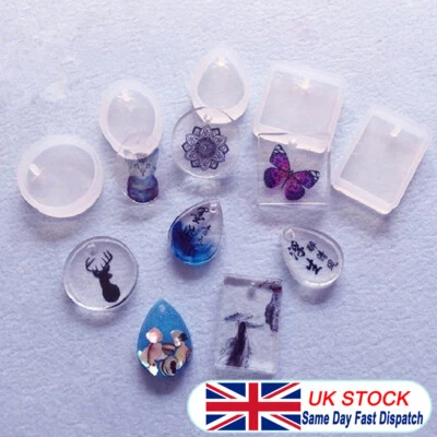 £4.99 • Buy 20PCS Resin Casting Silicone Mould Keychhain Pendant Drop Epoxy Key Ring Set UK