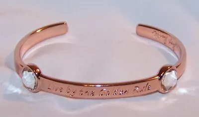 Mary Kay Gold Tone CUFF Bracelet-Live By The Golden Rule -Rhinestones-Signed • $12.99