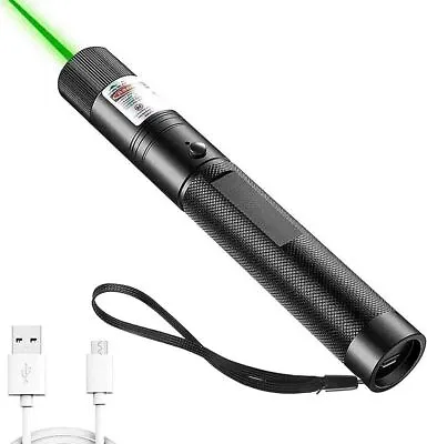 2000Miles Strong Beam Green Laser Pointer Pen 533nm Lazer Torch USB Rechargeable • £7.48