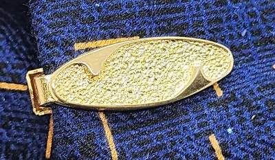 Vintage TIE BAR CLIP CLASP STAY  Oval Gold Tone Textured With Flourishes • $9.99