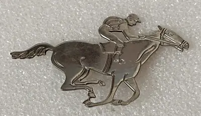 Vintage Jockey Horse Rider Racing Derby Sport Large Lapel Pin Brooch • $10.99
