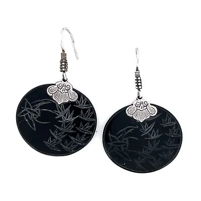 Museum Of Jewelry Shashi Sterling Silver Onyx Chinese Butterfly Lovers Earrings • $85