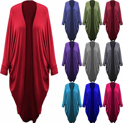 Women Batwing Waterfall Ladies Cocoon Open Long Cardigan Kimono Maxi Shawl • £11.99