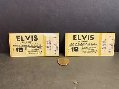2 Elvis Concert Tickets Cumberland Civic Center Portland Maine August 18 1977 • $427.28