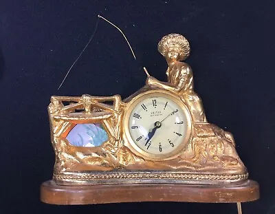 Vintage Light Up Motion Clock Tom Sawyer Fishing Boy Westing House Elec. Works! • $200