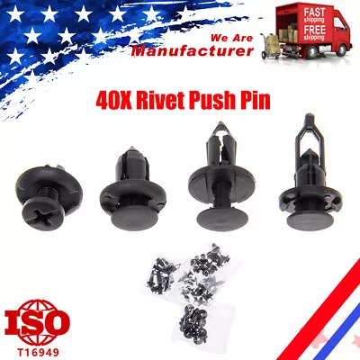 40X Car Rivet Push Pin Retainer Bumper Trim Plastic Fastener Fender Clips Parts • $7.99