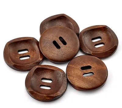 Beautiful Modern Wooden Sewing Buttons Deep Brown 30mm (3cm) Choose Pack Size • £3