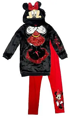 Girls Minnie Mouse Sequin Hoodie & Leggings Set 2-10 Years NEW • £10.50