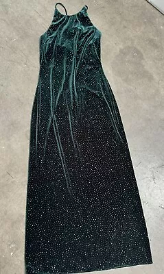 Vintage 90s Reggio Prom Dress Rhinestone Halter Top Maxi Dress Evening Gown • $65