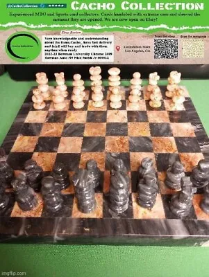 Handcrafted Onyx Chess Set 7.5”x7.5” Earth V. Coal Tones. • $50