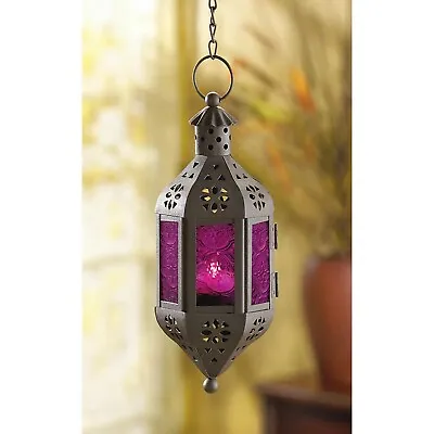 Purple Hanging Moroccan Fairy Lantern Candle Holder Terrace Outdoor Wedding • $23.56