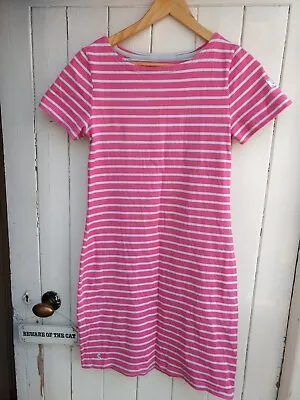 Joules Ladies  Striped T Shirt Dress Uk 8 Pink & White Summer  • £2.99