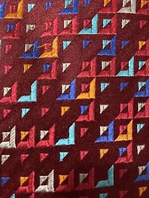 Bugatchi Mens Silk Necktie Italy Red Multicolor Tie EUC • $14.60