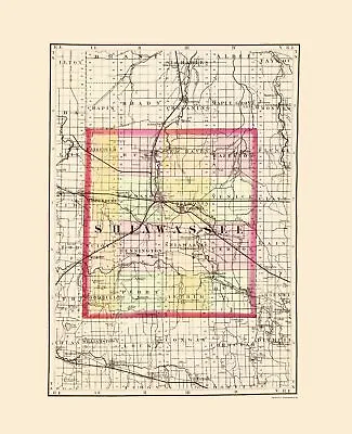 Shiawassee County Michigan - Walling 1873 - 23.00 X 28.30 • $36.95