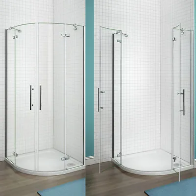 Frameless Quadrant Shower Enclosure And Tray & Waste Corner Cubicle Screen Door • £168