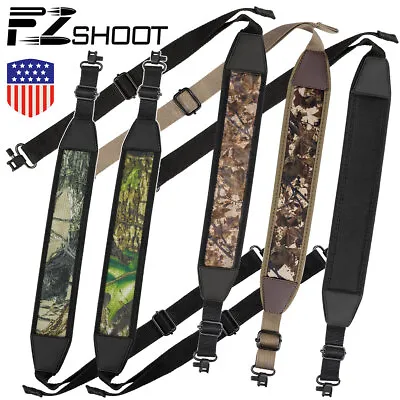 Camouflage Two Point Rifle Gun Sling With Swivels Hunting Shoulder Padded Strap • $14.09