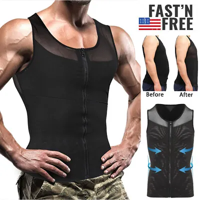 Mens Chest Compression Shirt Gynecomastia Vest Slimming Shirt Body Shaper Tanks • $16.79