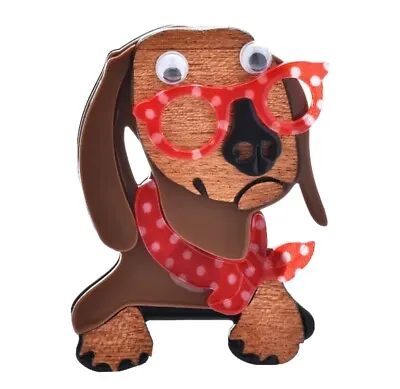 Vintage Dachshund Dog Acrylic Fashion Brooch Gift Unique Dog Gift Pin Brooch • £17