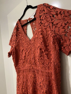 $15 • Buy PREVIEW Size 20 Rust Red Key Hole Back Full Lace Lined Dress