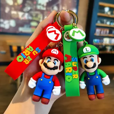 Super Mario Bros Figure 3D Rubber Keychain Keyring Luigi Princess Peach • $4.99